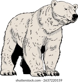 Illustration of a colored polar bear, ideal for covers, educational work.