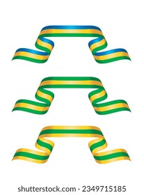 Illustration of colored ribbons. Colors alluding to the flag of Brazil and the 7th of September, independence day. Bows in green, yellow and blue. Vector isolated on white background.