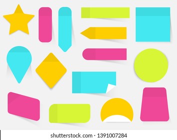 Illustration of a colored set of sticky notes. Flat design modern vector business concept.