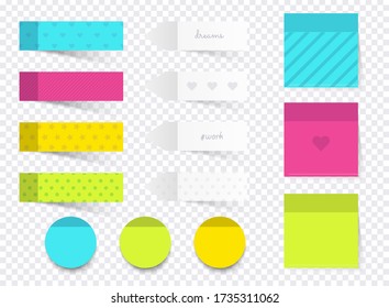 Ilustración de un conjunto de notas pegajosas de color. Diseño plano concepto moderno de negocio de vectores.