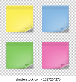 Illustration of a colored set of sticky notes isolated on background. Vector illustration. Eps 10