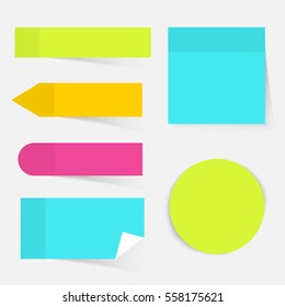 Illustration of a colored set of sticky notes. Flat design modern vector business concept.