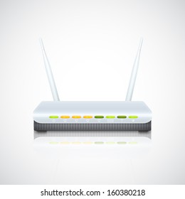Illustration of colored wi-fi router with reflection