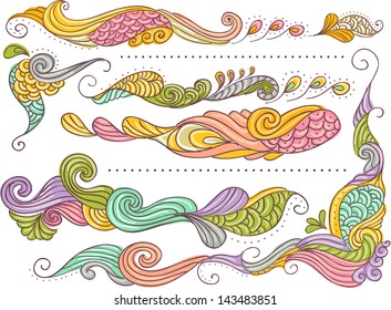 Illustration of Colorful Abstract Corner Border Design Elements