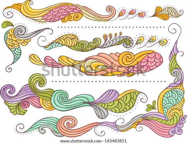 Illustration Colorful Abstract Corner Border Design Stock Vector ...