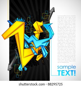 illustration of colorful abstract shape on grungy background