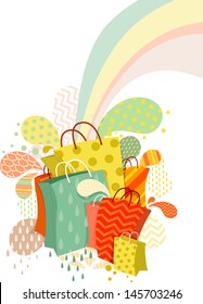 Illustration of Colorful Abstract Shopping Bags Design