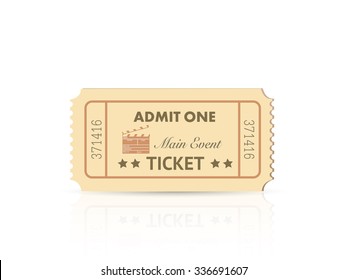 Illustration of a colorful admit one ticket isolated on a white background.