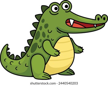 illustration of colorful alligator outline white on background vector