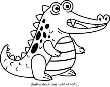 illustration of colorful alligator outline white on background vector