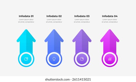 Illustration of colorful arrow designs representing infographics for business data and analysis. Perfect for presentations, analytics, and modern business solutions