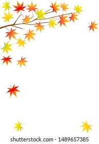 Illustration of colorful autumn leaves.Can be used for vertical writing.