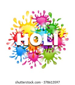 Illustration Colorful Background with Blots for Indian Festival Holi Celebrations - Vector