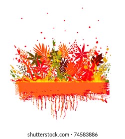 illustration of colorful background with different leaves