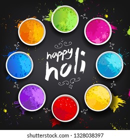 illustration of colorful background for Festival of Colors celebration with lettering Holi