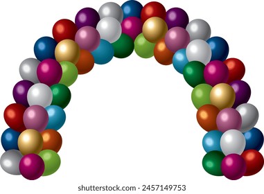 Illustration of colorful balloon arch