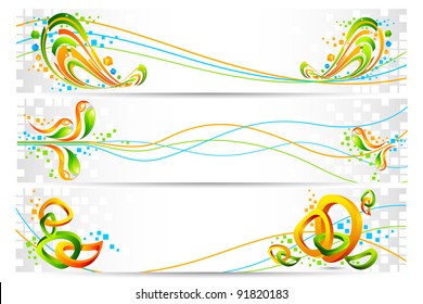 illustration of colorful banner in Indian flag tricolor with abstract design