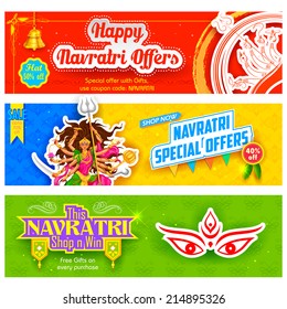 illustration of colorful banners for Happy Navratri Offer promotions