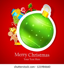 illustration of colorful bauble with Christmas decoration