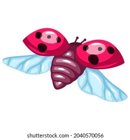 Illustration of colorful beautiful ladybug. Stylized insect.