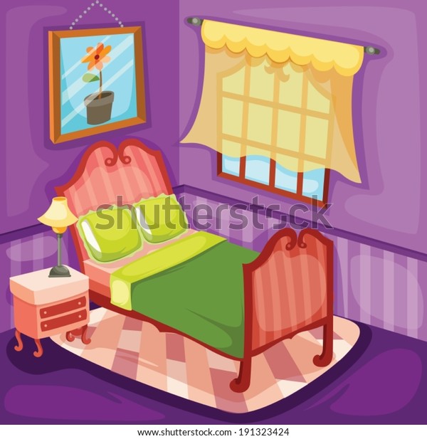 Illustration Colorful Bedroom Stock Vector (Royalty Free) 191323424 ...