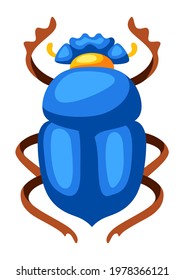 Illustration of colorful beetle scarab. Stylized decorative insect.