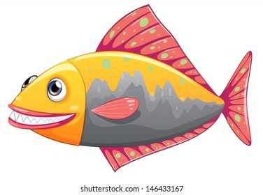 Illustration of a colorful big fish on a white background 