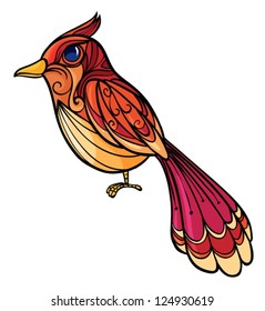 Illustration of a colorful bird on a white background