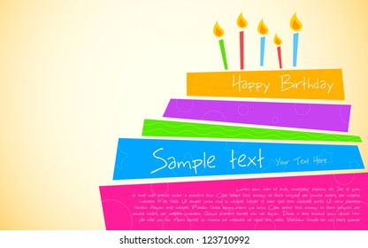 illustration of colorful birthday cake with pattern