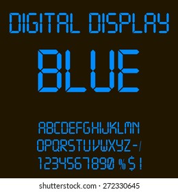 Illustration of a colorful blue digital led font.