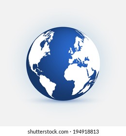 Illustration of a colorful blue earth isolated on a light background.