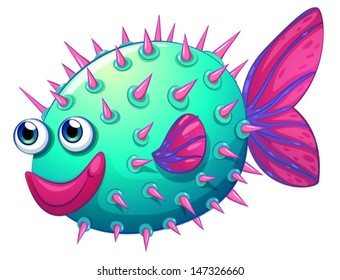 Illustration of a colorful bubble fish on a white background 