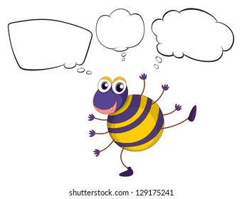 Illustration of a colorful bug and the empty callouts on a white background