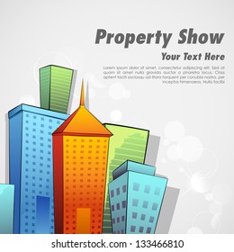 illustration of colorful building and skyscraper