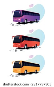 Illustration of Colorful Buses with different colors. 