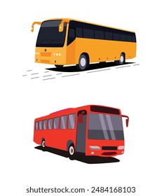 Illustration of Colorful Buses with different colors