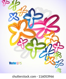 Illustration with colorful butterflies. Vector