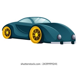 Ilustración de pegatina de coche de colores. Con una estética de dibujos animados juguetona y colores vibrantes, esta ilustración da vida al colorido estilo del coche. Ilustración vectorial.