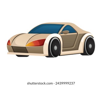 Illustration of colorful car sticker. This artwork features a colorful cartoon rendering of a stylish car creating a dynamic scene against a white background. Vector illustration.