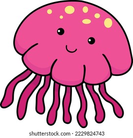 Illustration of colorful cartoon character jellyfish