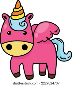 Illustration of colorful cartoon character unicorn