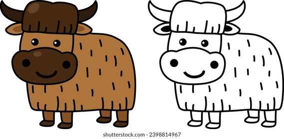 Illustration of colorful cartoon character yak