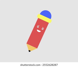 Ilustración, lápices de dibujos animados coloridos con caras alegres, con diseño minimalista. Perfecto para materiales educativos, proyectos creativos y temas amigables para niños en medios digitales e impresos.