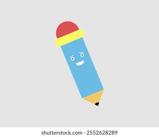 Ilustración, lápices de dibujos animados coloridos con caras alegres, con diseño minimalista. Perfecto para materiales educativos, proyectos creativos y temas amigables para niños en medios digitales e impresos.