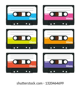 Illustration of colorful cassette tape, vector data