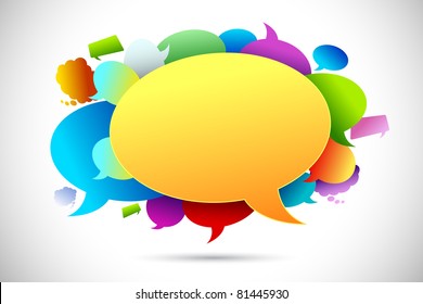 illustration of colorful chat bubble on abstract background