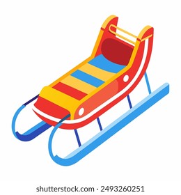 illustration of a colorful children's sled, designed as a fun and vibrant winter element, perfect for seasonal graphics and materials. Ideal for use in marketing campaigns, children's winter activitie