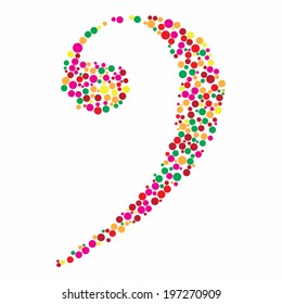 Illustration of a colorful clef on white background