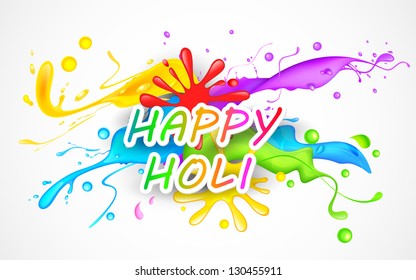 Illustration of colorful color splash in Holi background