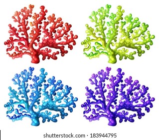 Illustration of the colorful coral reefs on a white background